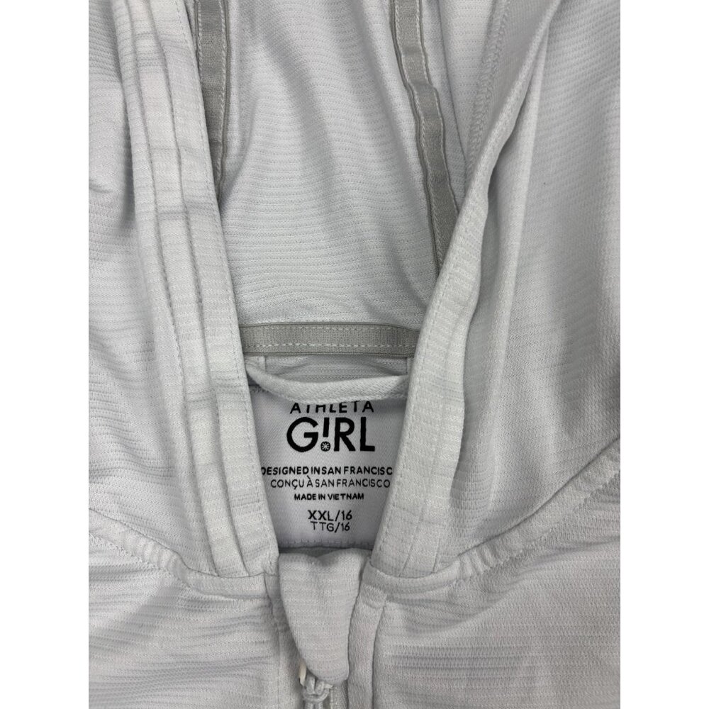 Athleta Girl Hoodie Girls XXL/16 White Full Zip Thumbholes Lightweight Jacket - Picture 2 of 7